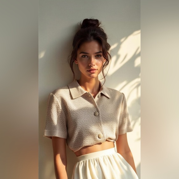 Miss Dorby Tops - Vintage knit button up short sleeve Size 12